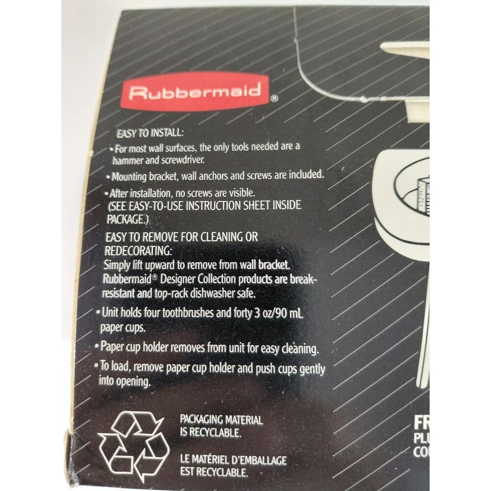 Vintage Rubbermaid Designer Collection Wall Mount Toothbrush & Paper Cup Holder